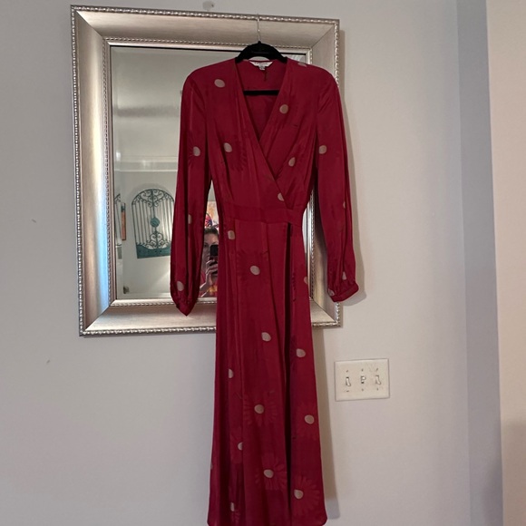 NWOT LK Bennett Red Floral Long Sleeve Wrap Dress Dr Elspeth - Picture 10 of 15